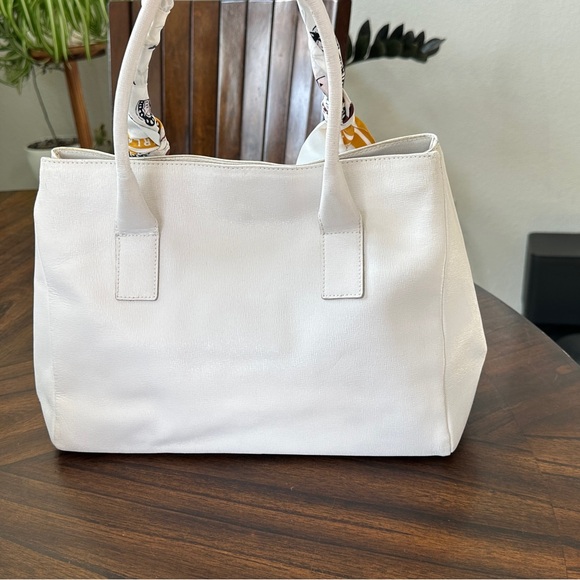 Furla White Leather Satchel with Scarf-Wrapped Handle - Picture 5 of 16
